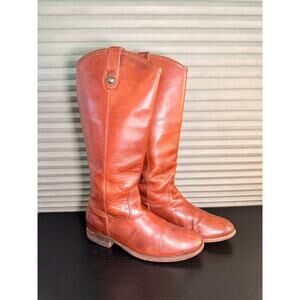 Frye Campus Tall Boots Women’s 8.5B Cognac Brown Leather Pull On Riding Boots